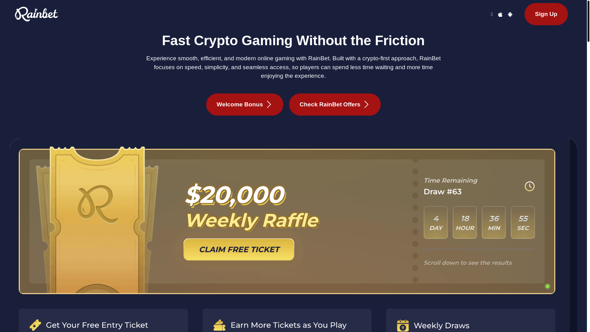 website screenshot of https://usa-rainbet.com/