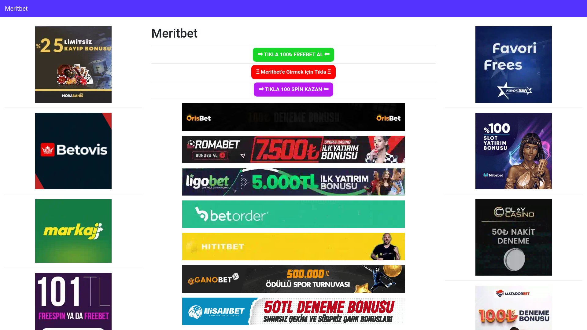 website screenshot of https://meritbet.top