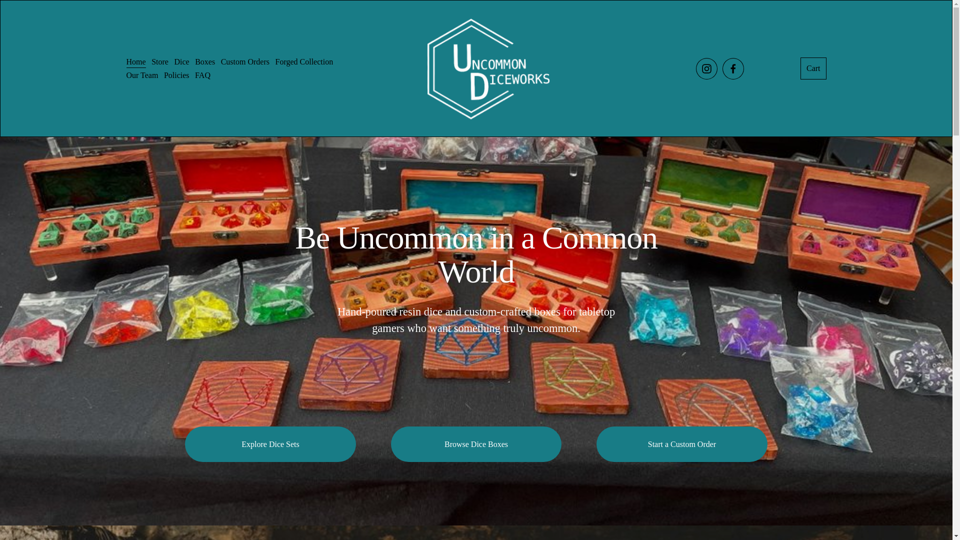 website screenshot of https://uncommondiceworks.com/