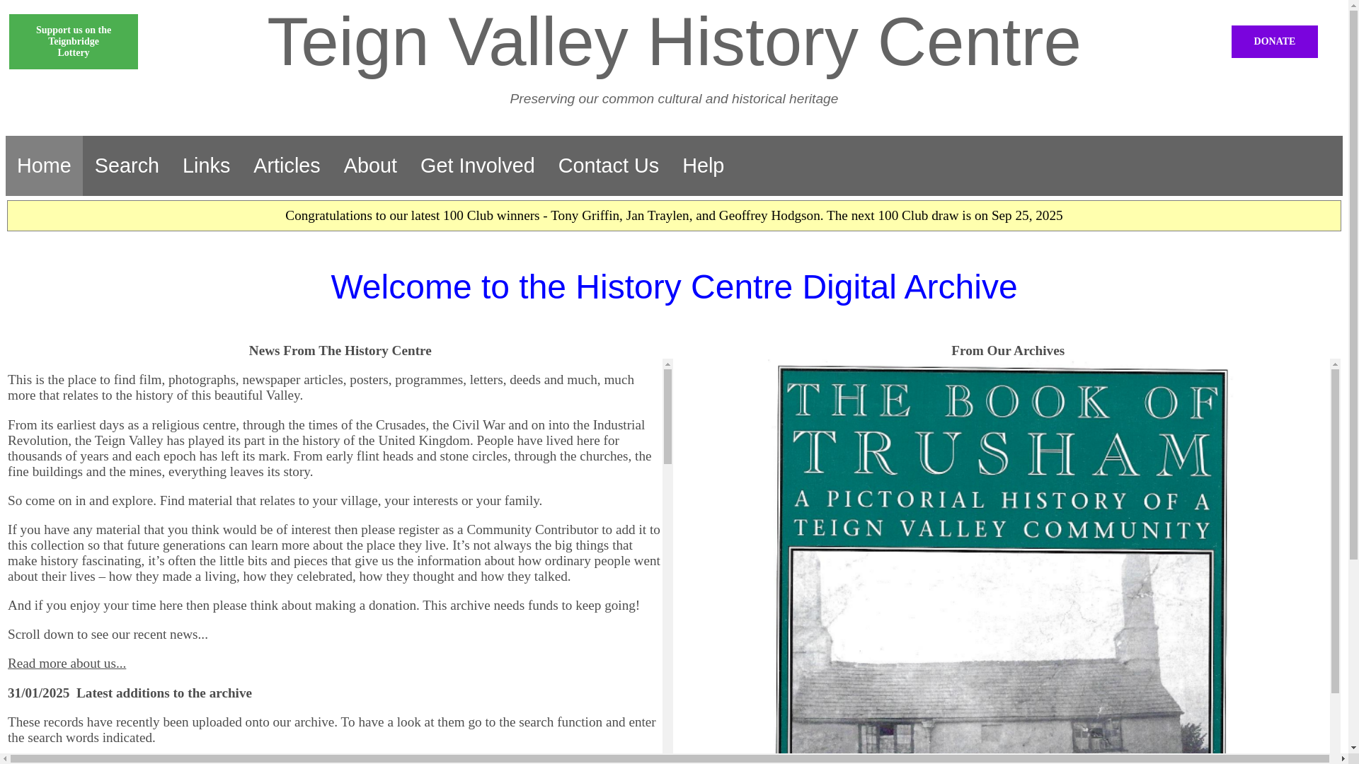 website screenshot of https://teignvalleyarchive.co.uk/