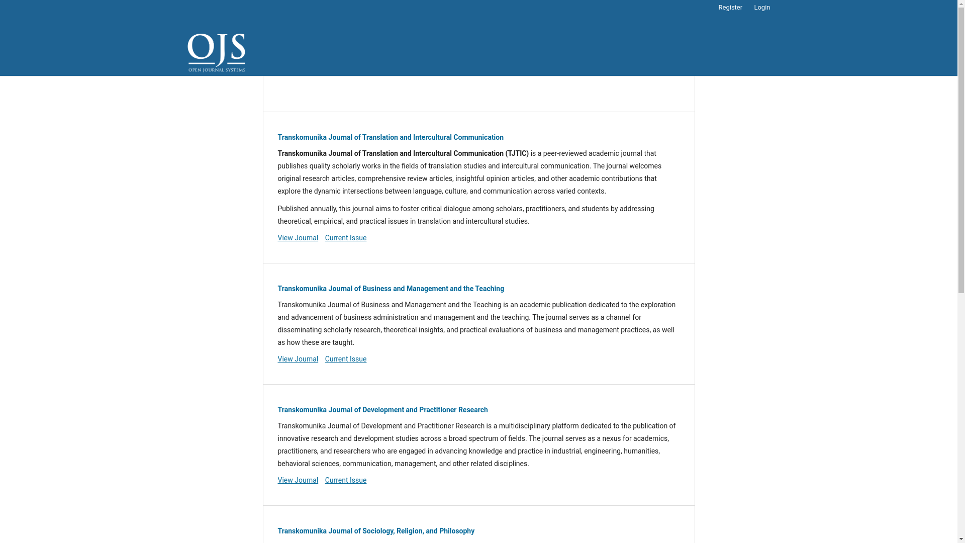 website screenshot of https://transkomjournal.com/