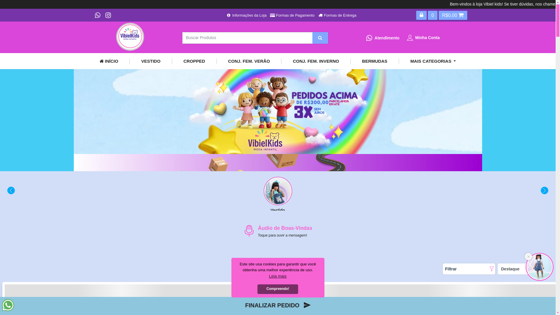 website screenshot of https://vibielkids.com.br/