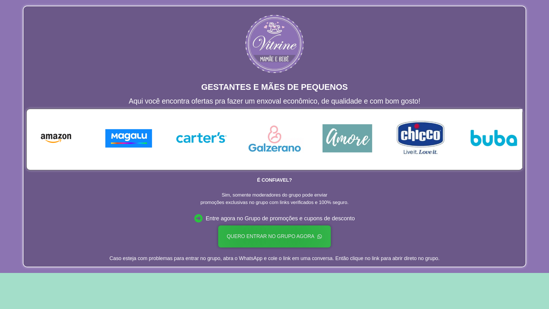 website screenshot of https://vitrinimamaebebe.com.br/