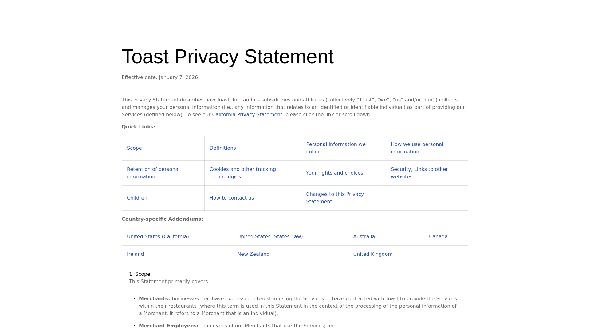website screenshot of https://pos.toasttab.com/privacy