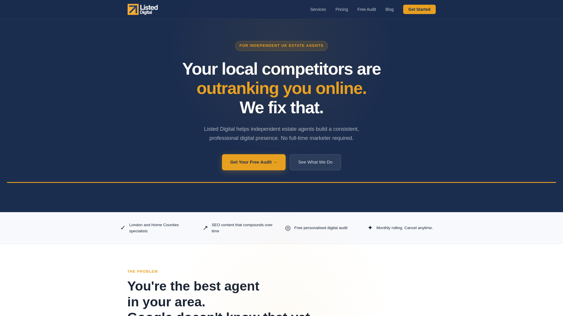 website screenshot of https://listeddigital.co.uk/