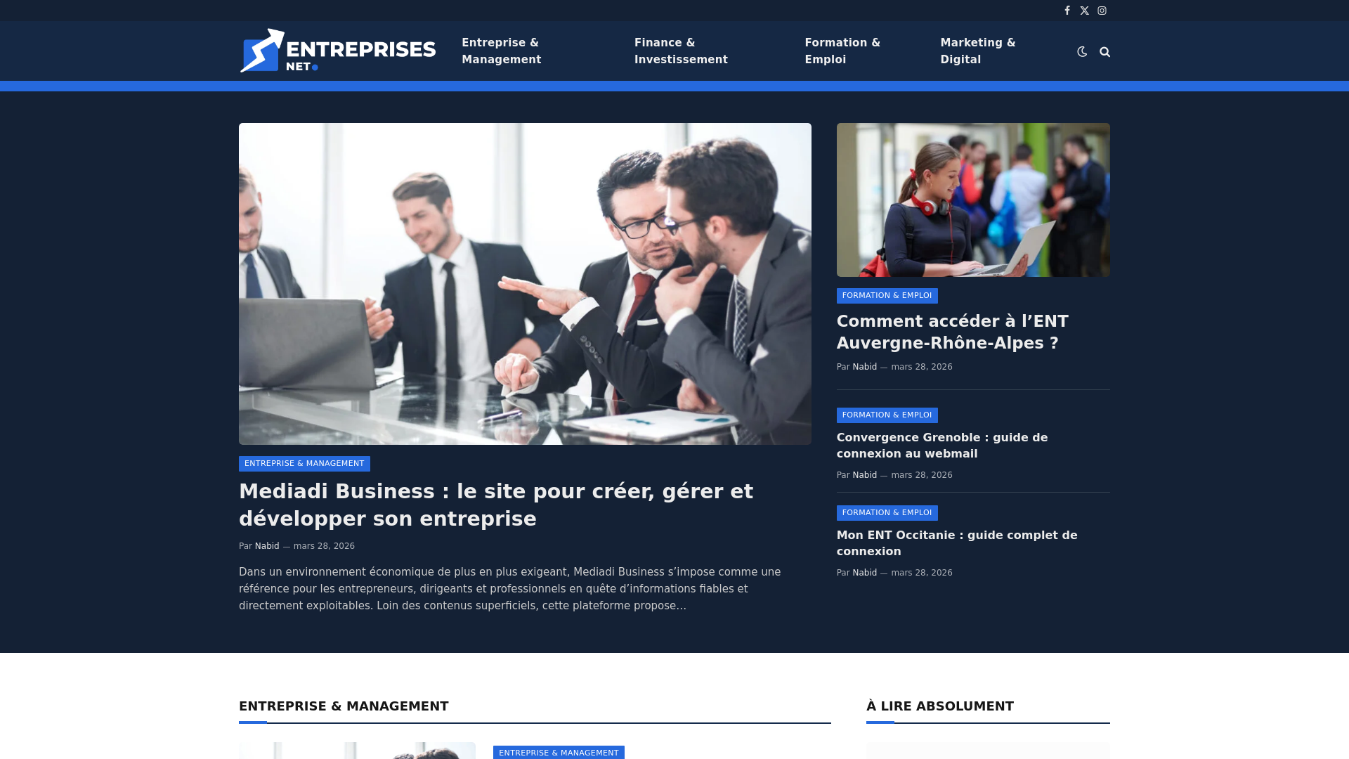 website screenshot of https://entreprisesnet.fr/