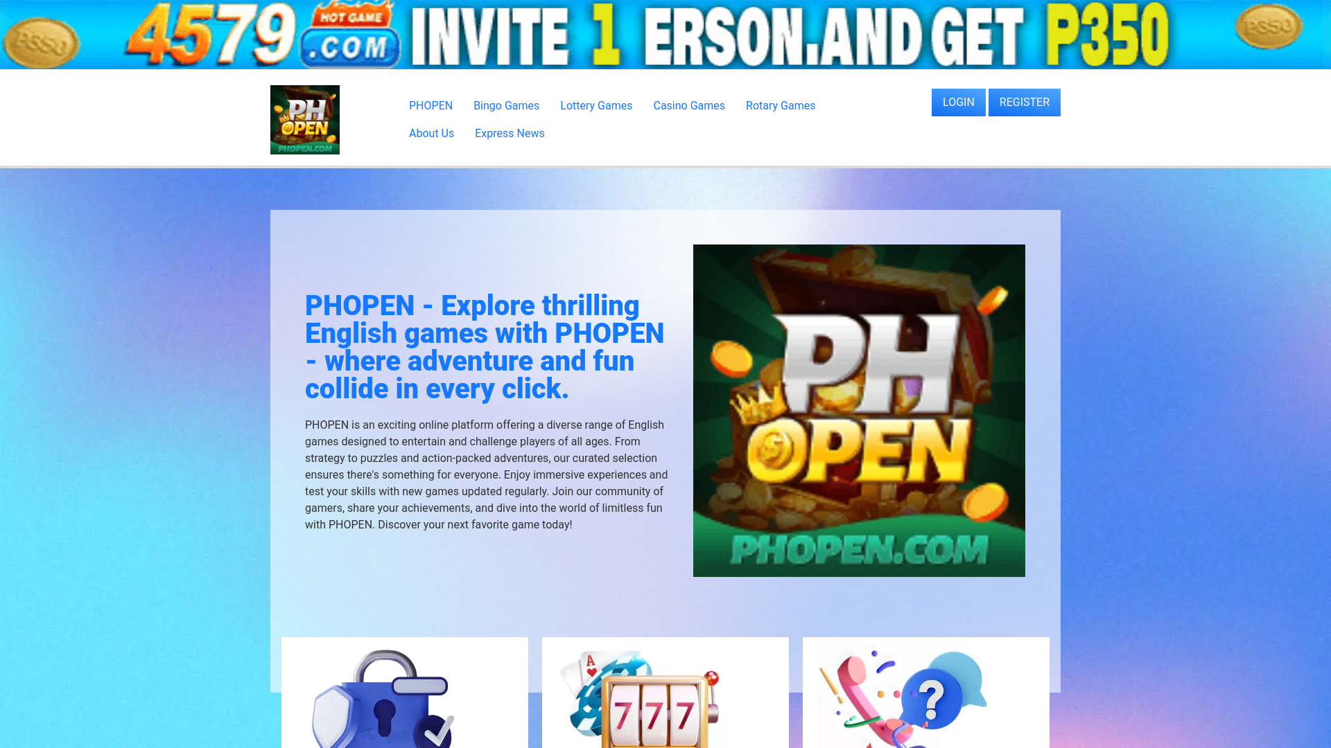 website screenshot of https://phopenbingo.com/