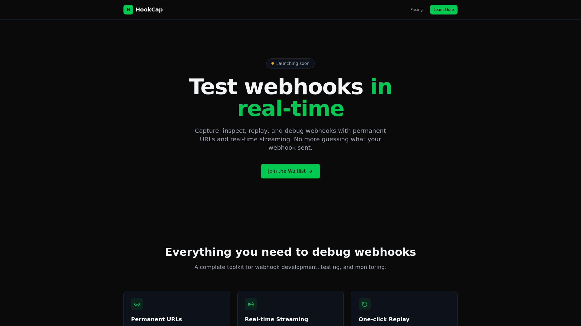 website screenshot of https://hookcap.pages.dev/