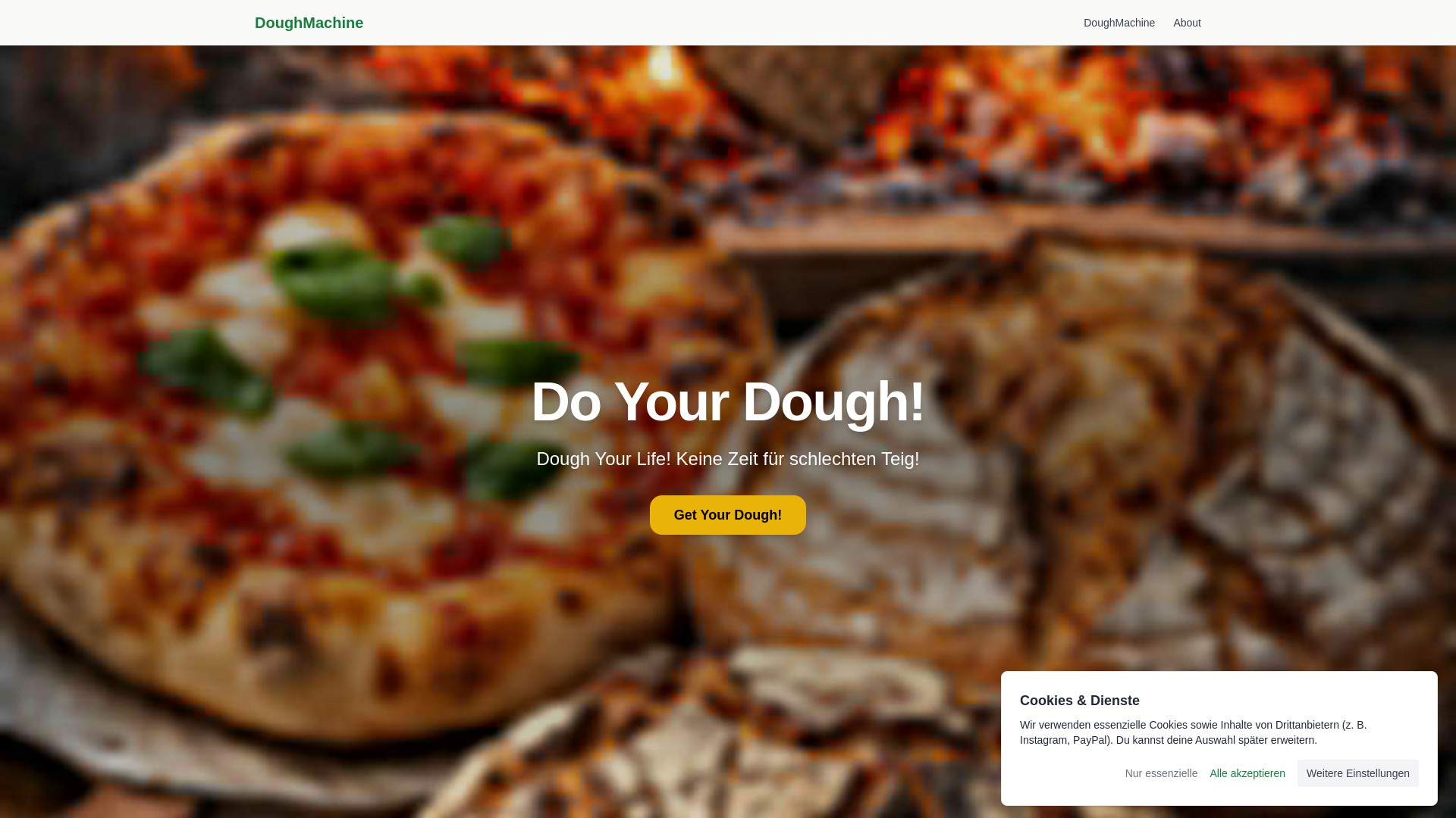 website screenshot of https://doughmachine.de/