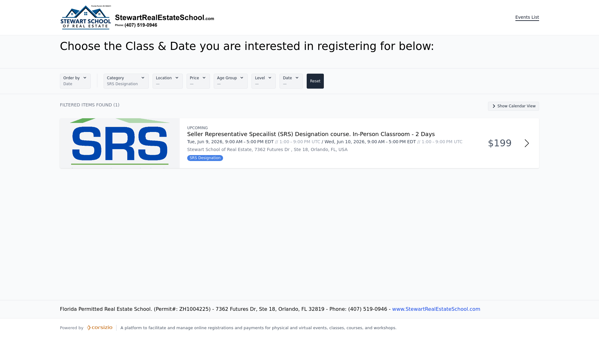 website screenshot of https://srsclass.com/