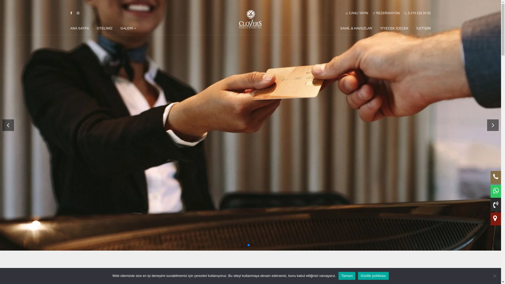 website screenshot of https://cloversthermalhotel.com/