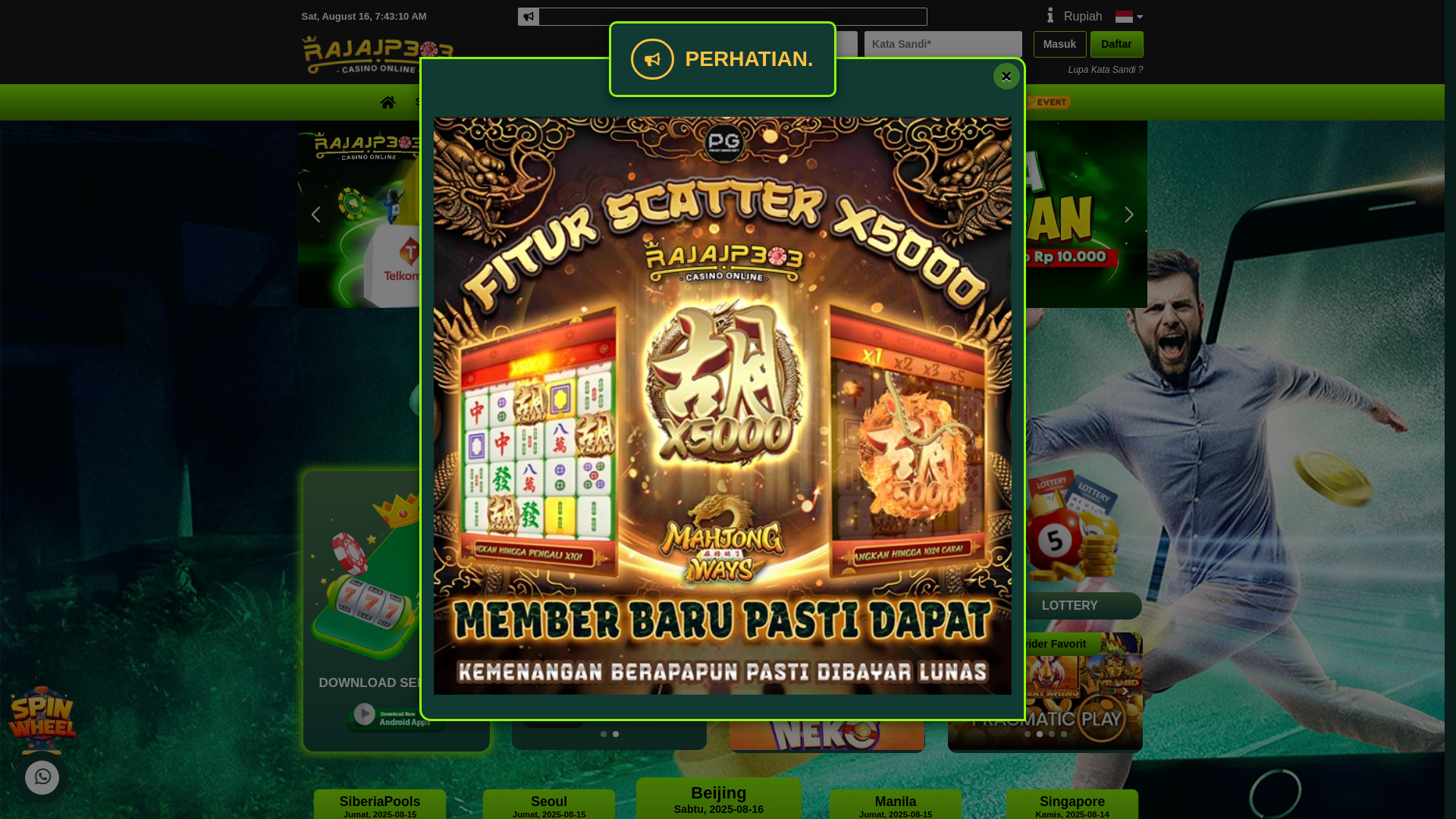 website screenshot of https://rajajp303ads.shop/