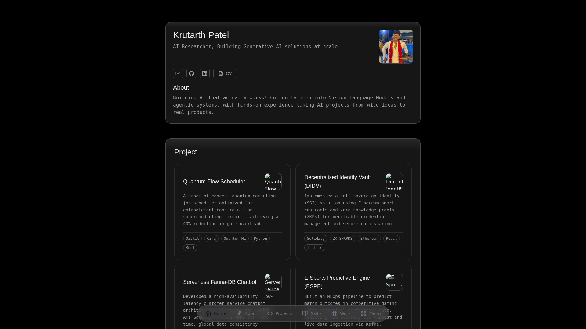 website screenshot of https://krutarthpatel.in