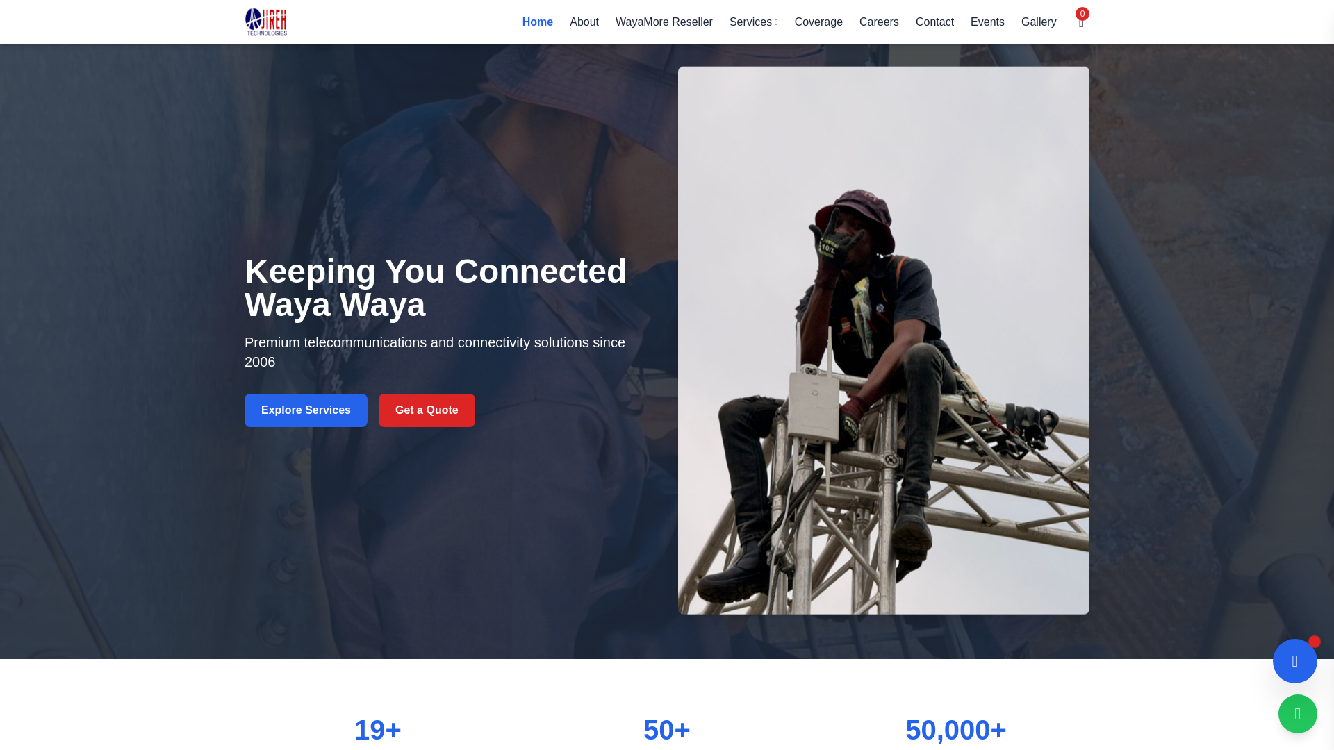 website screenshot of http://www.jirehtechsa.co.za/