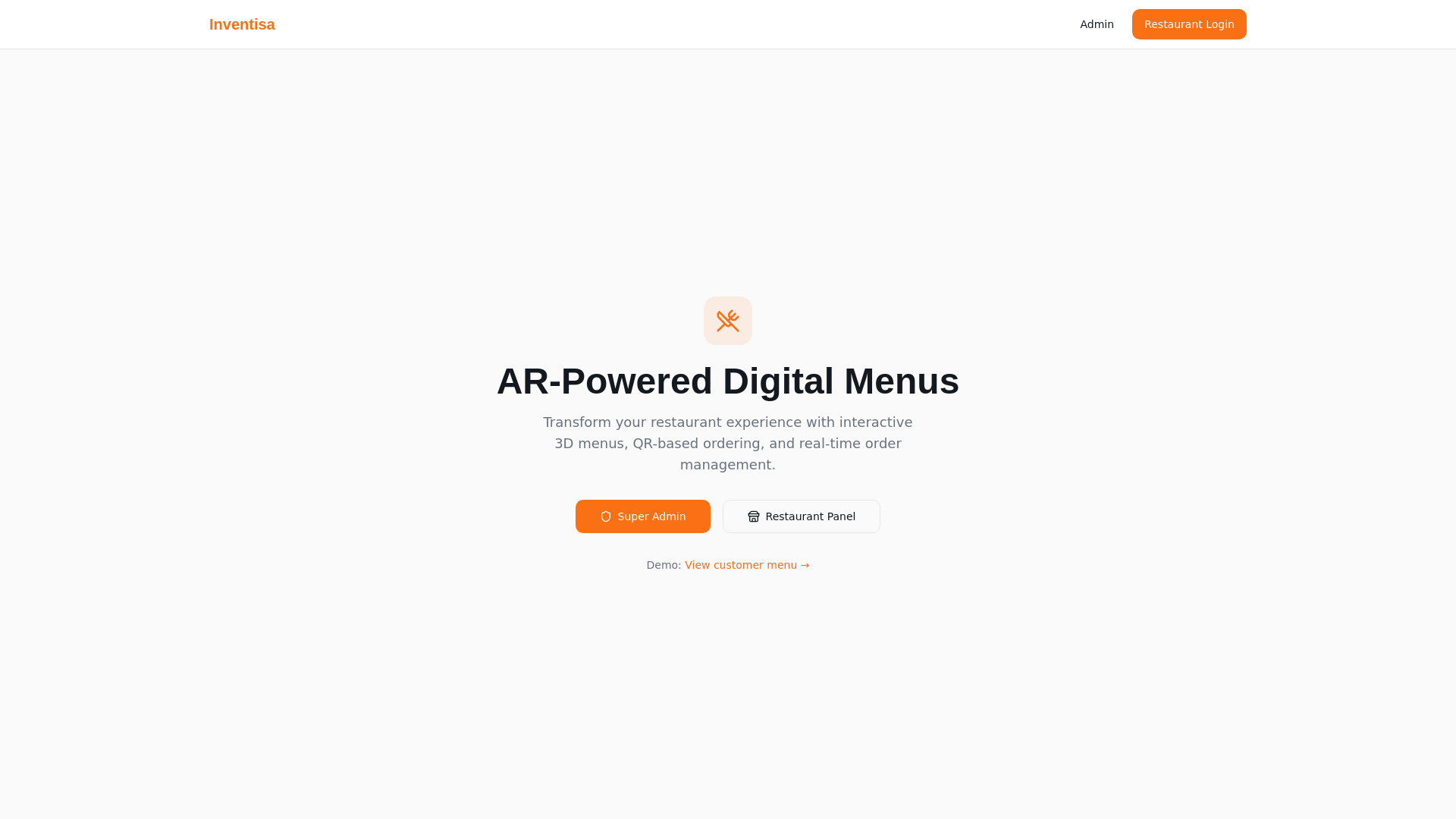 website screenshot of https://inventisa-ar-menu.pages.dev/