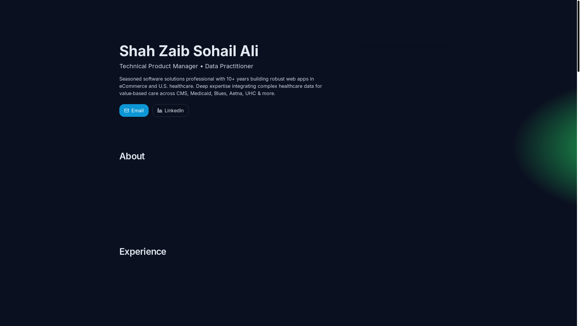 website screenshot of https://shahzaibali.dev/