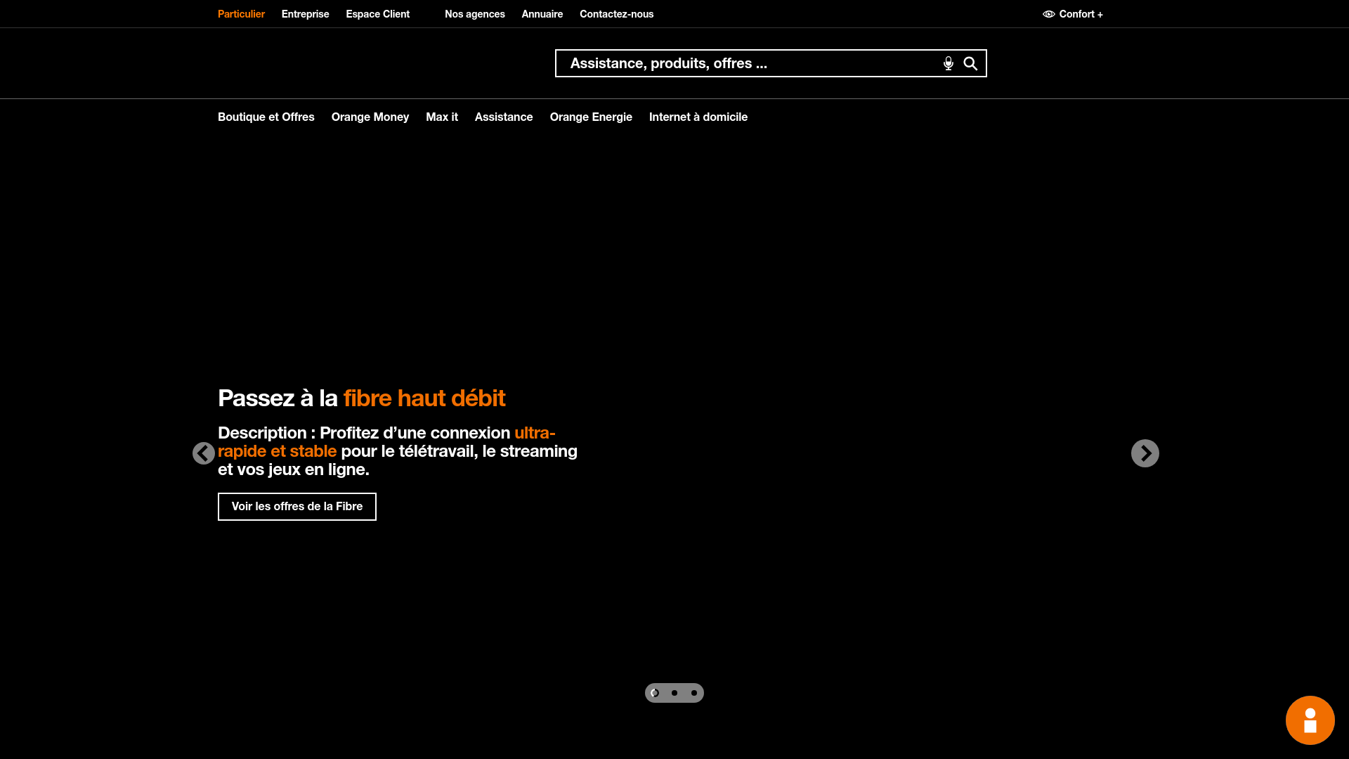 website screenshot of https://www.orange.ci/
