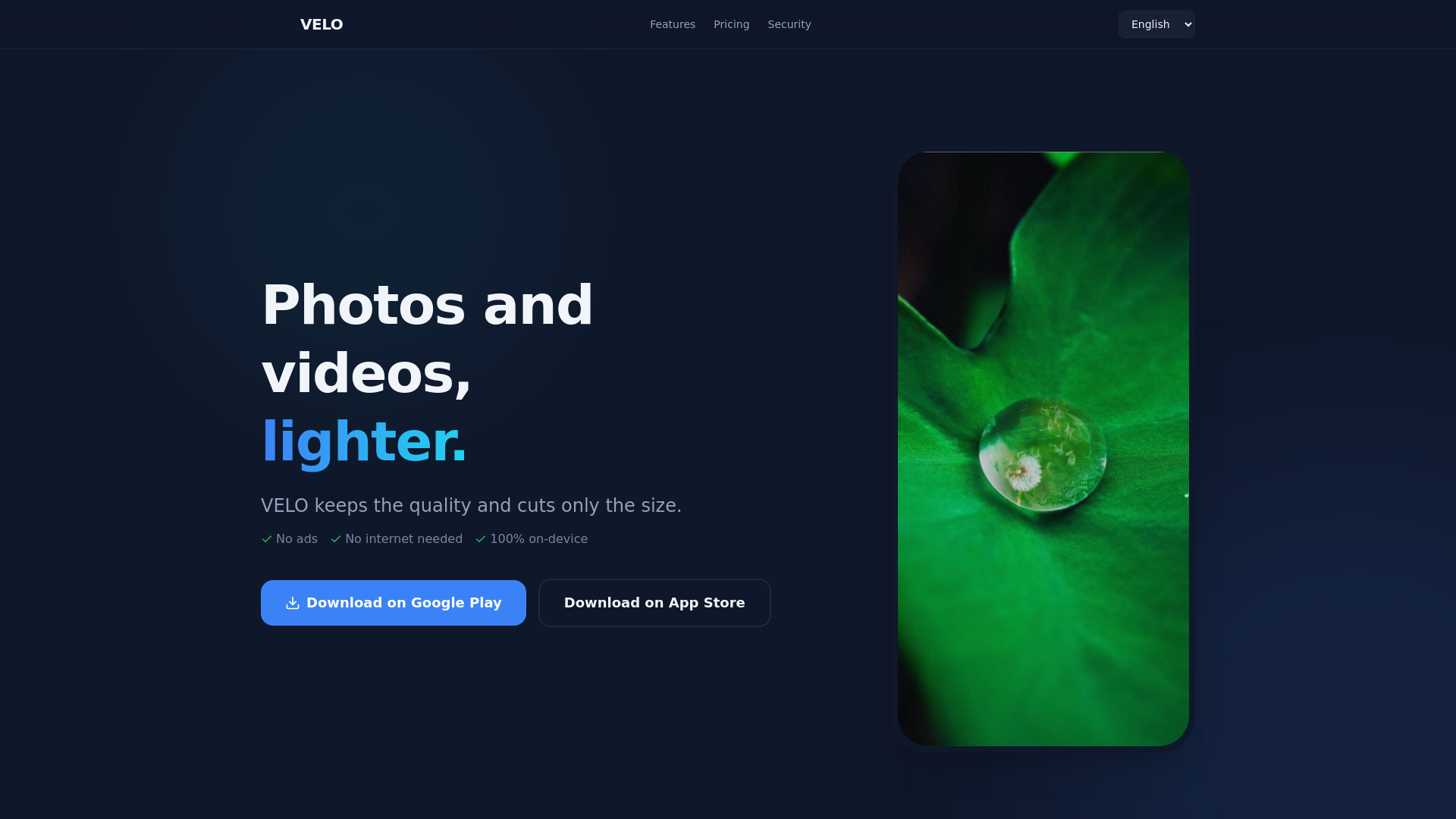 website screenshot of https://velo-landing-page.pages.dev/