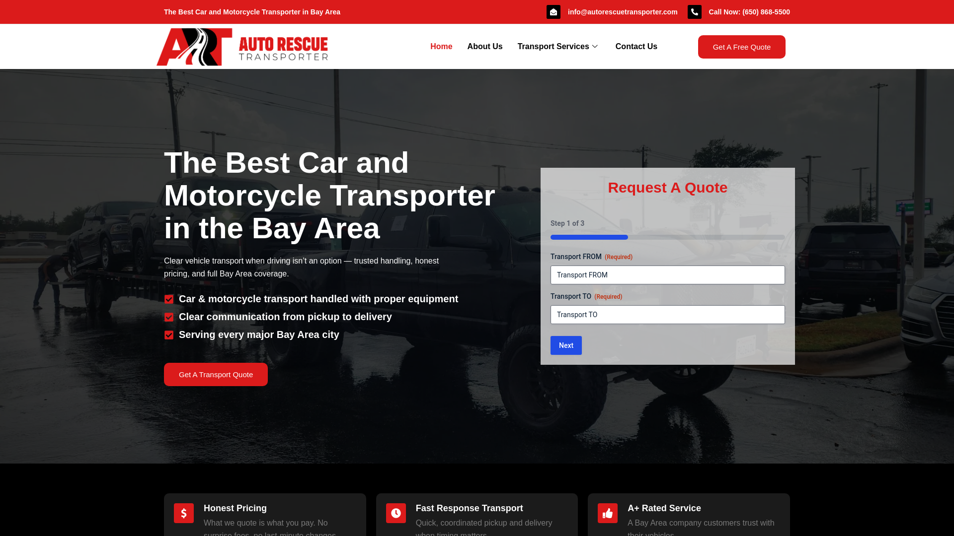 website screenshot of https://autorescuetransporter.com/