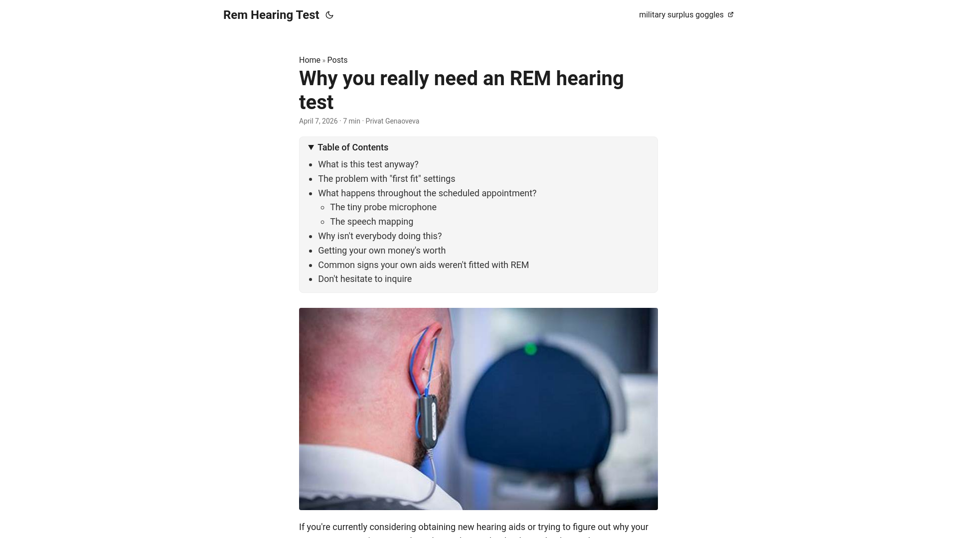 website screenshot of https://rem-hearing-test.pages.dev/