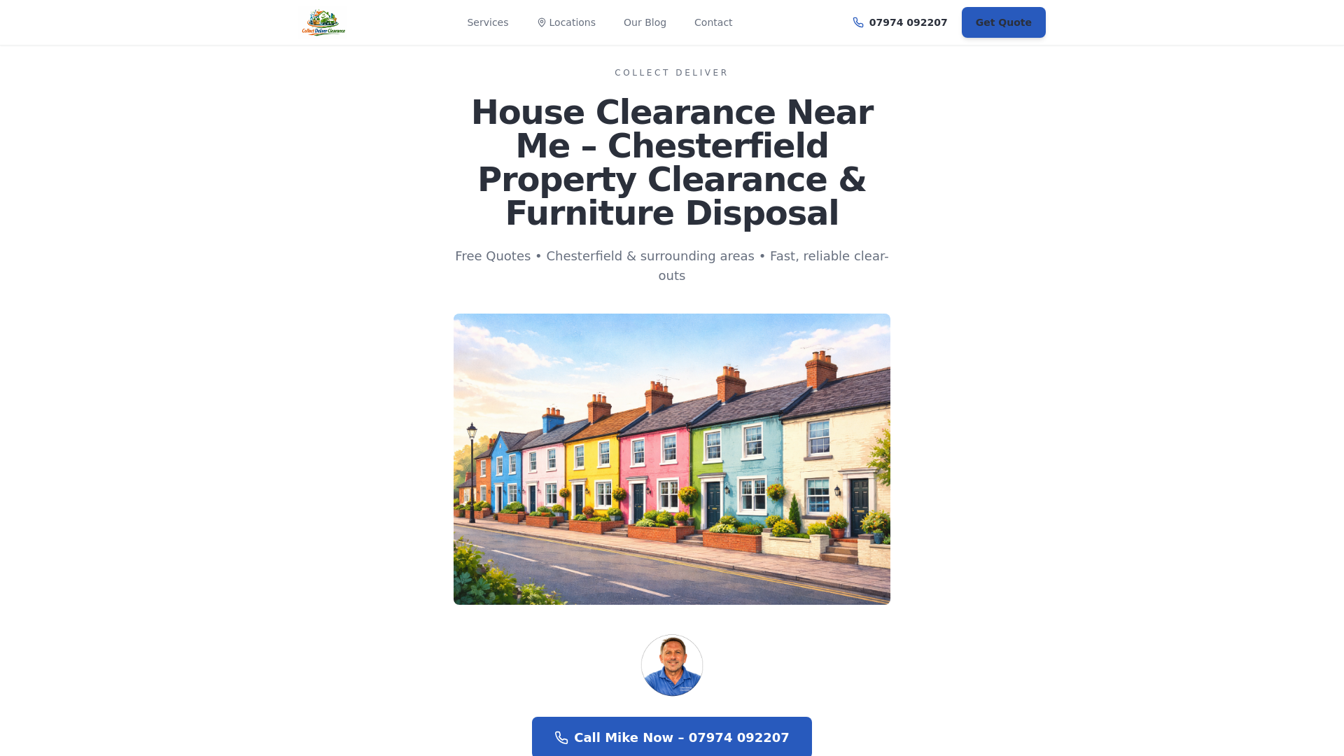 website screenshot of https://clearancechesterfield.co.uk