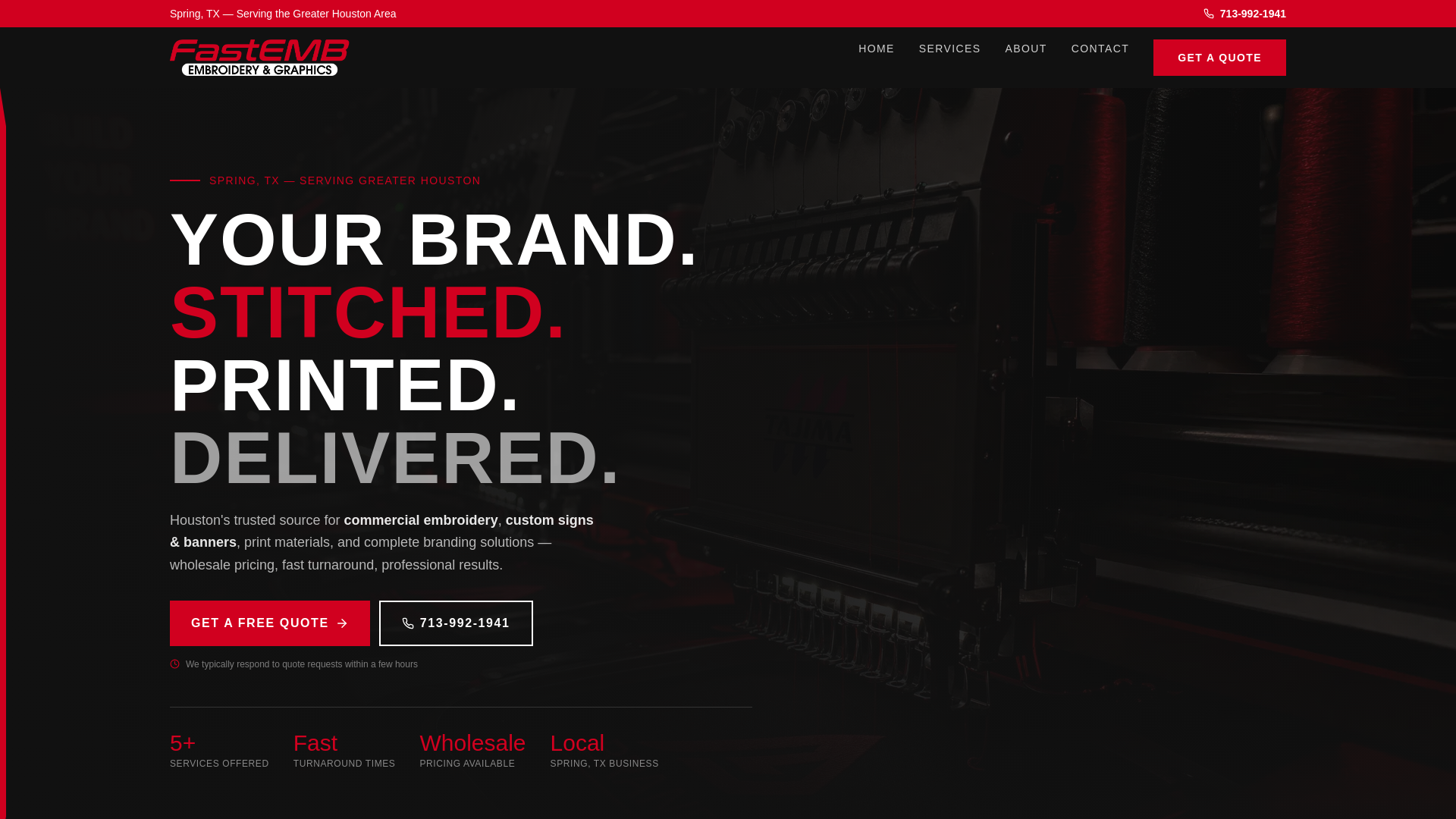 website screenshot of https://fastembinc.com/