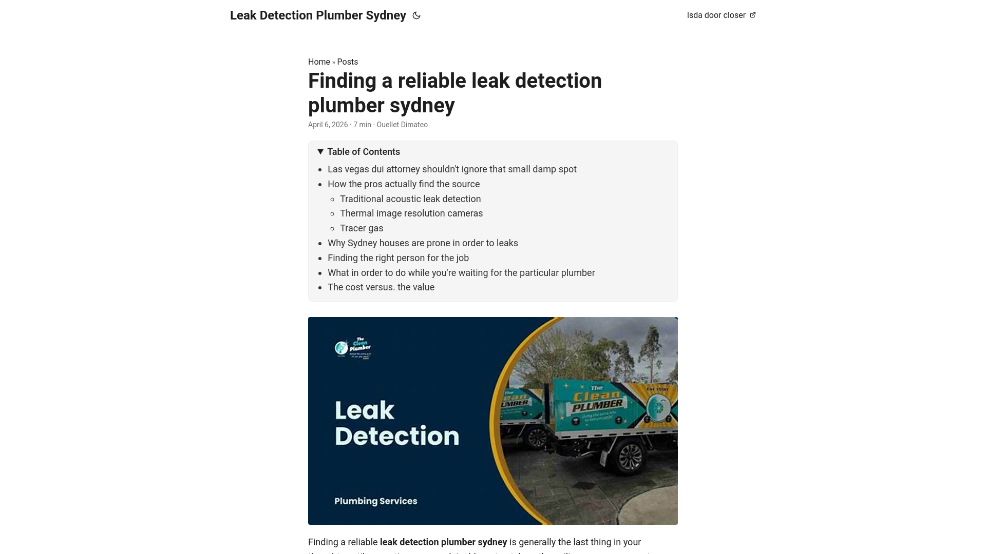 website screenshot of https://leak-detection-plumber-sydney.pages.dev/