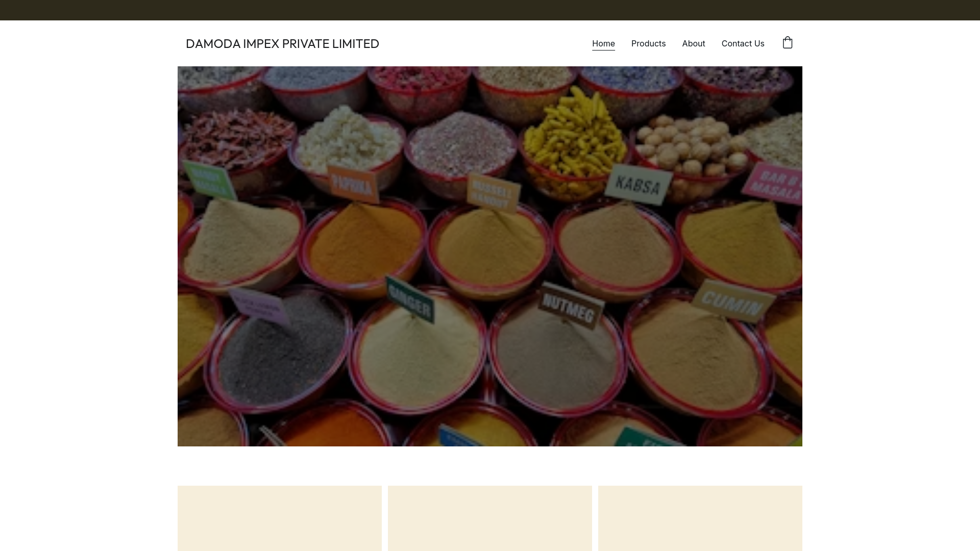 website screenshot of https://damodaimpexprivatelimited.in