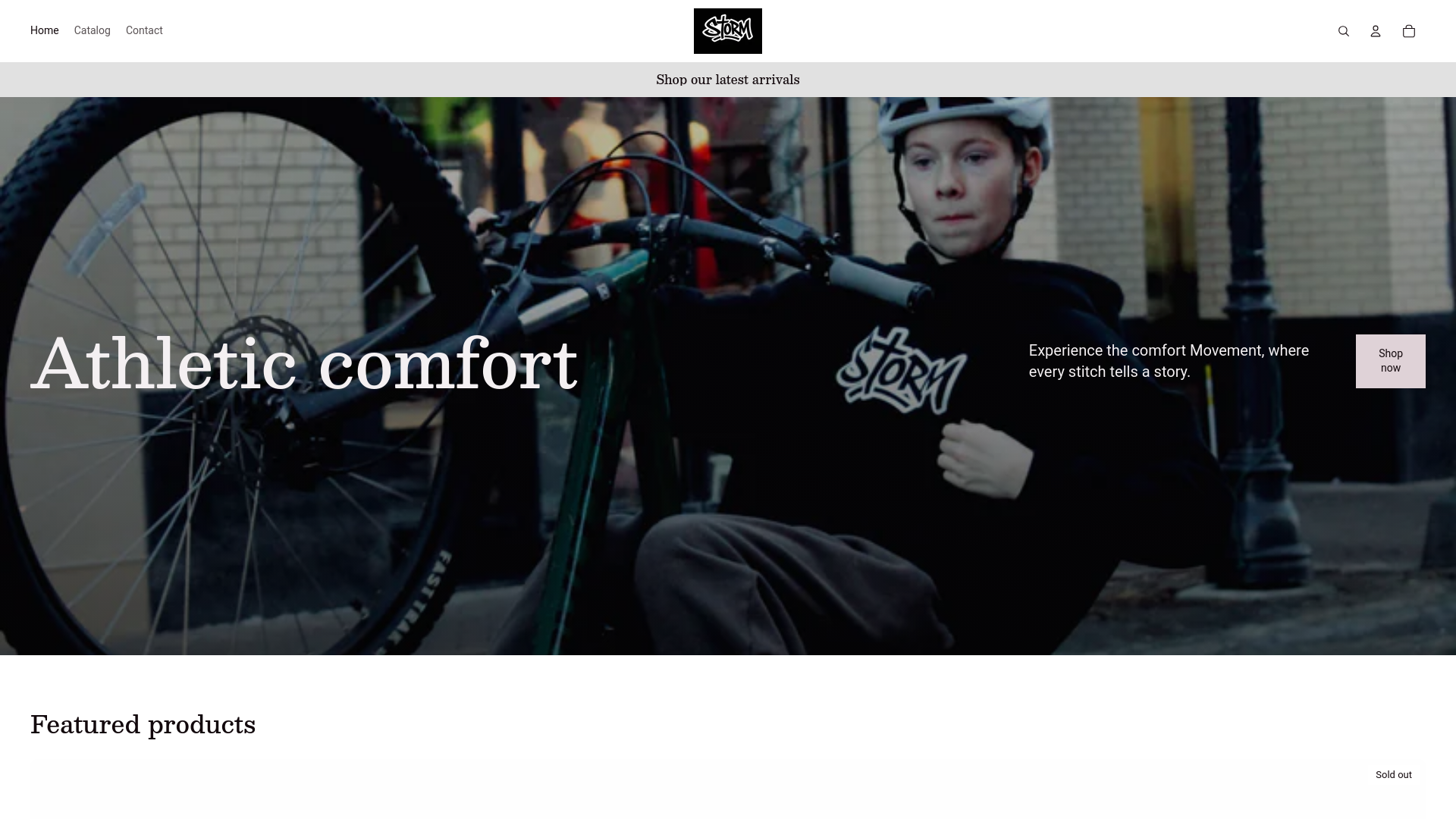 website screenshot of https://stormclothing.us/