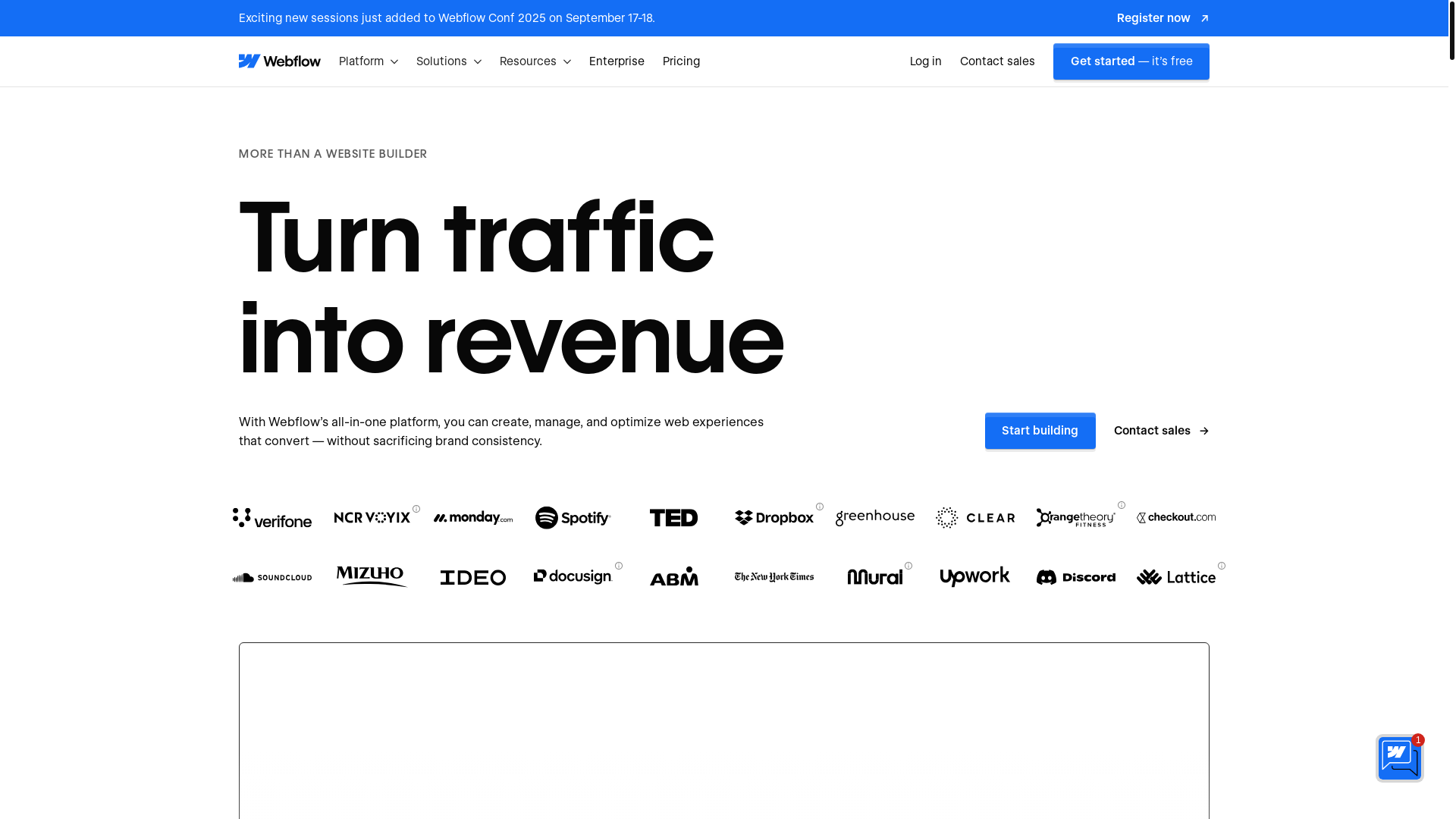 website screenshot of https://webflow.io/
