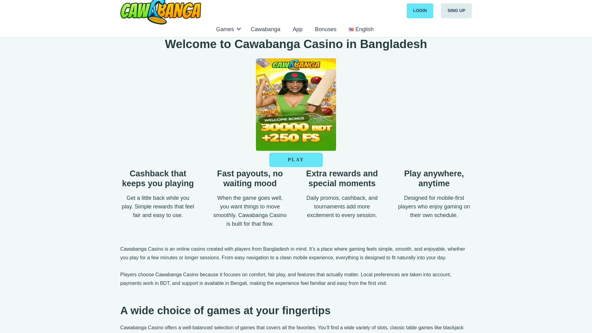 website screenshot of https://cawabanga-casino.com/