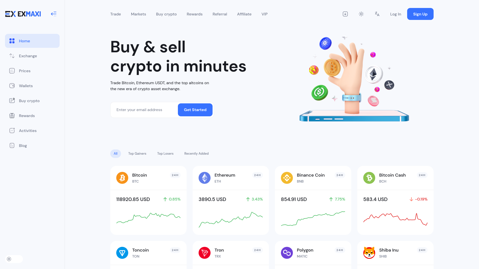 website screenshot of https://exmaxi.com/