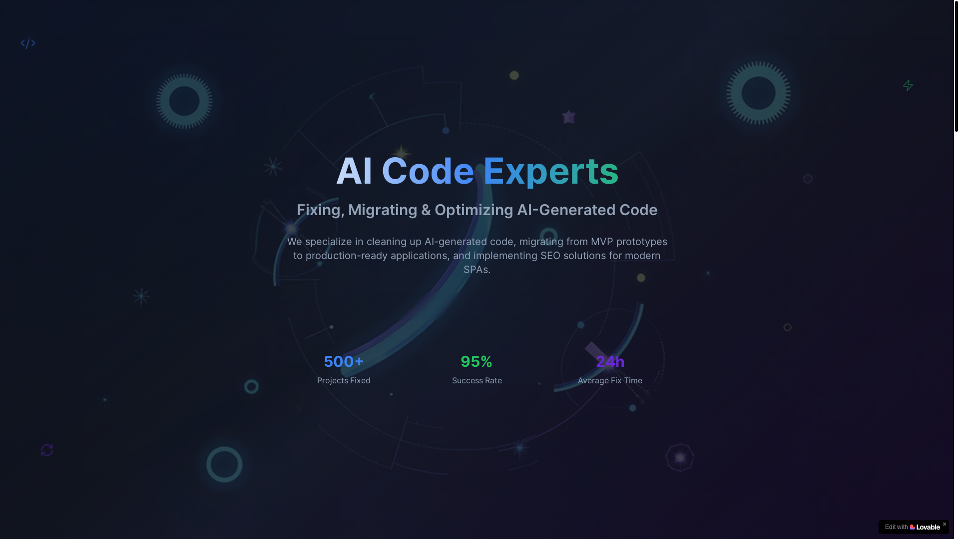 website screenshot of https://aicodeexperts.com/