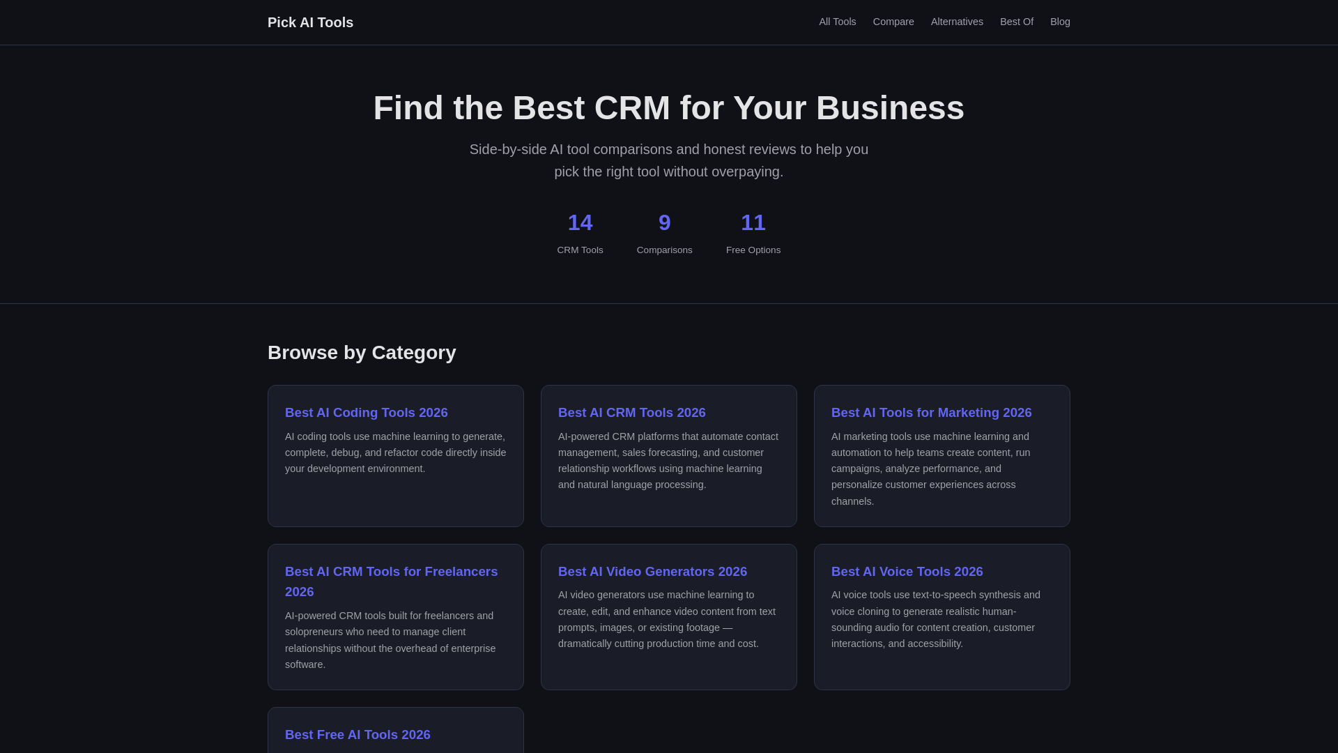 website screenshot of https://pickaitools-co.pages.dev/