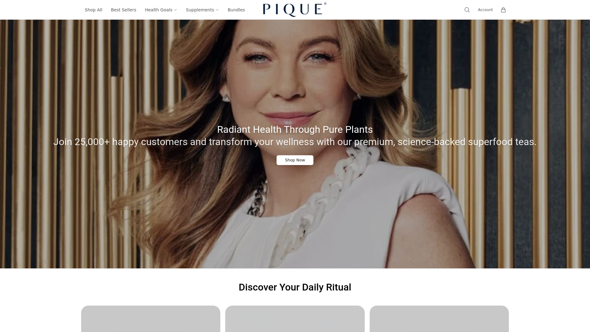 website screenshot of https://piqueessentials.shop/