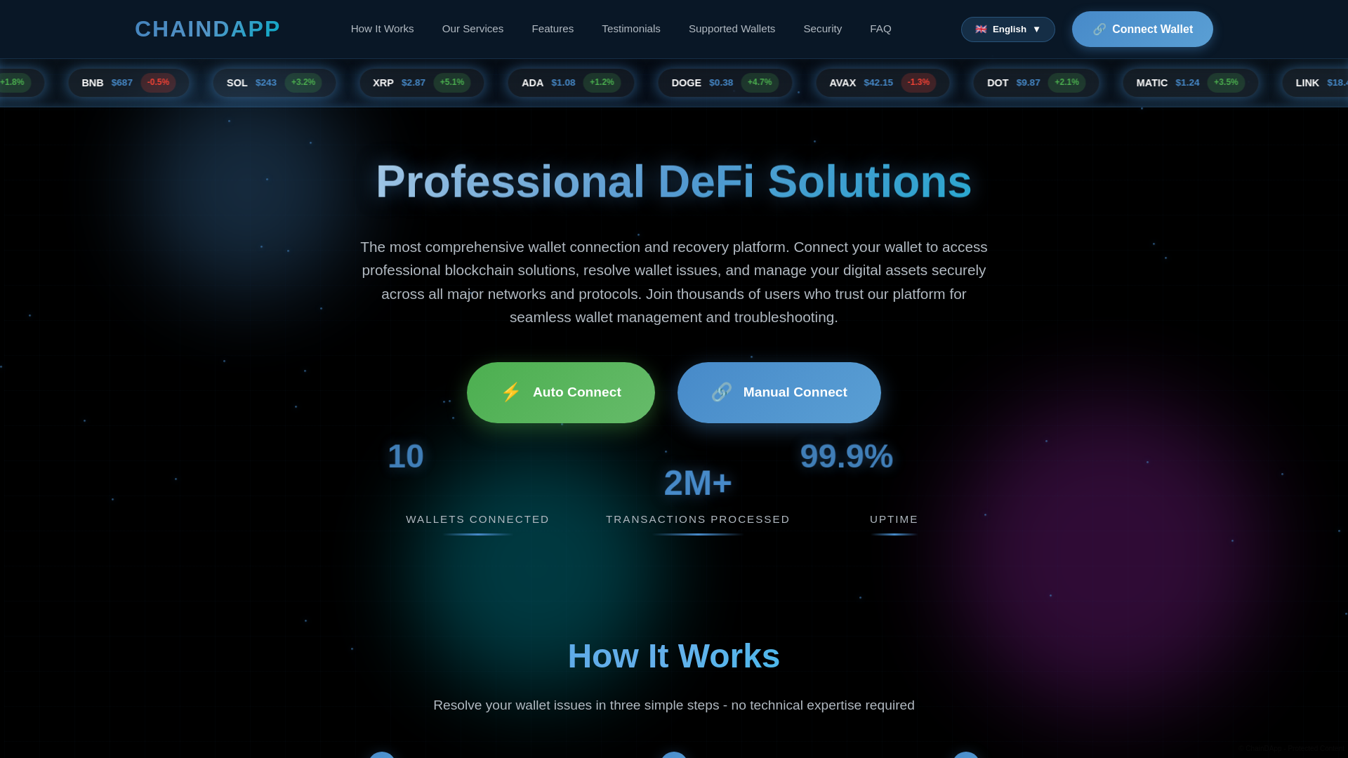 website screenshot of https://www.chaindapp.net/