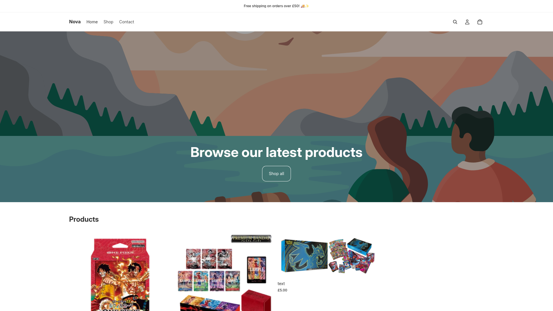 website screenshot of https://novacardz.shop/