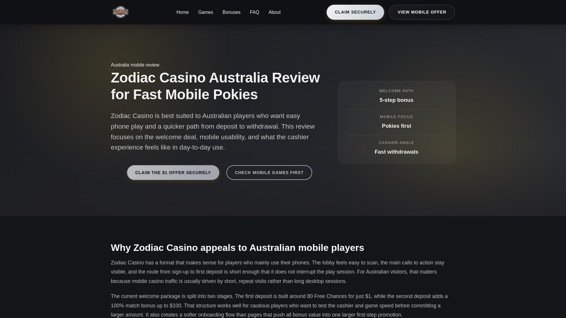 website screenshot of https://casinozodiac-australia.com/