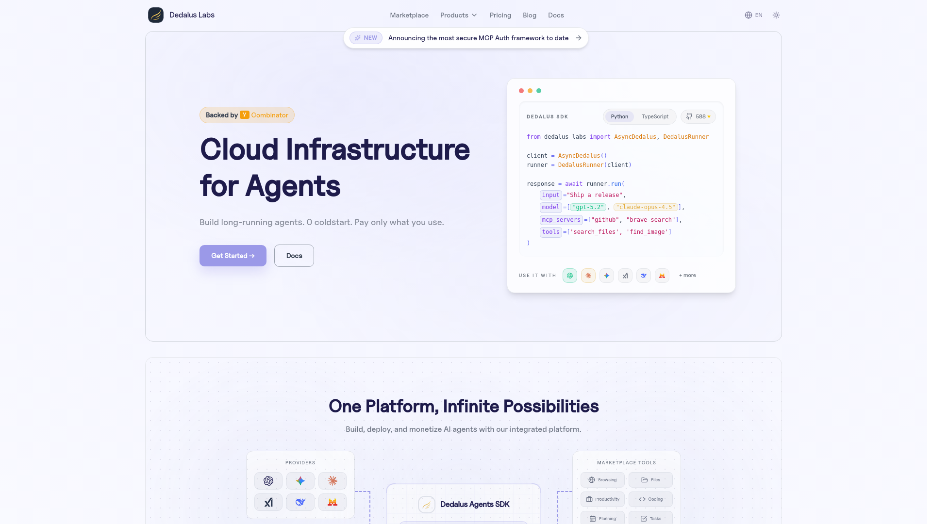 website screenshot of https://dedaluslab.ai/