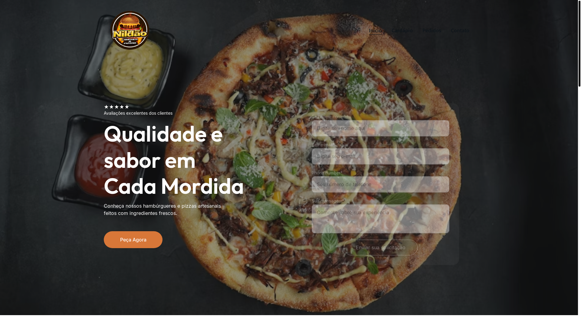 website screenshot of https://nildaolanches.store/