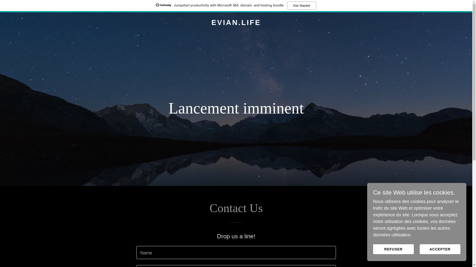 website screenshot of https://evian.life/