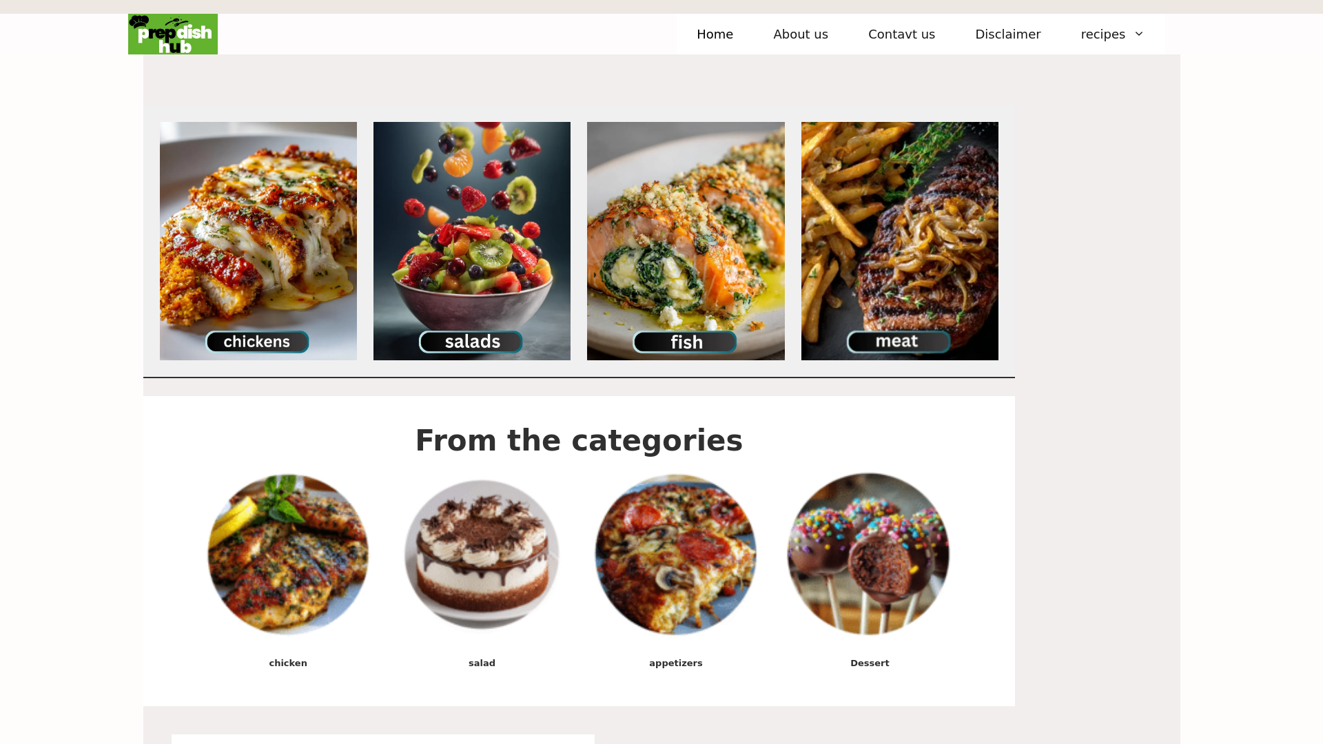 website screenshot of https://prepdishhub.com/
