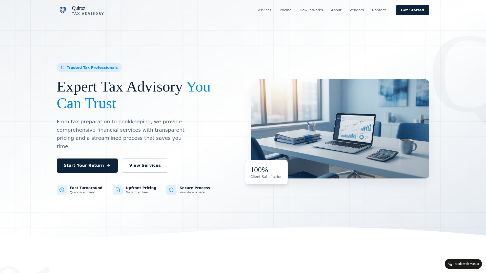 website screenshot of https://quiroztax.com/