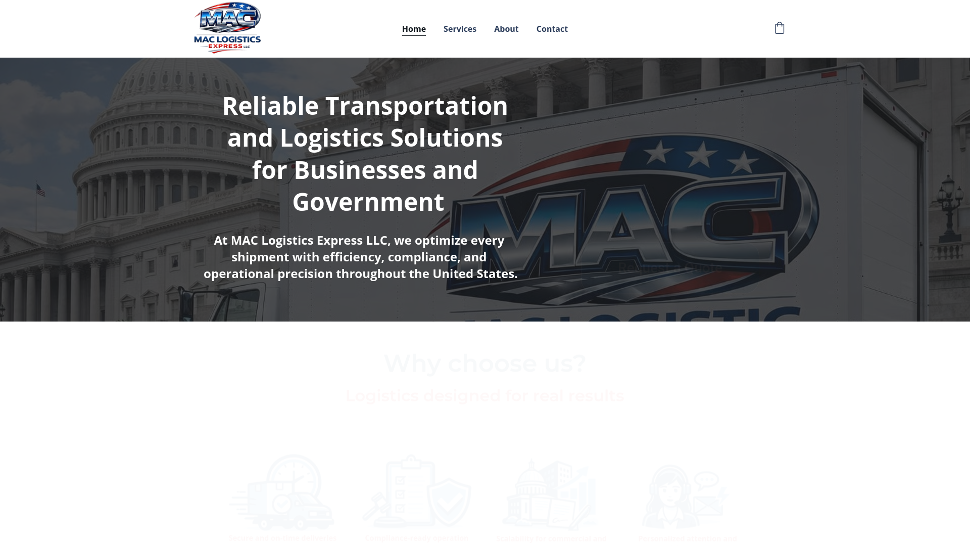 website screenshot of https://maclogisticexpress.com