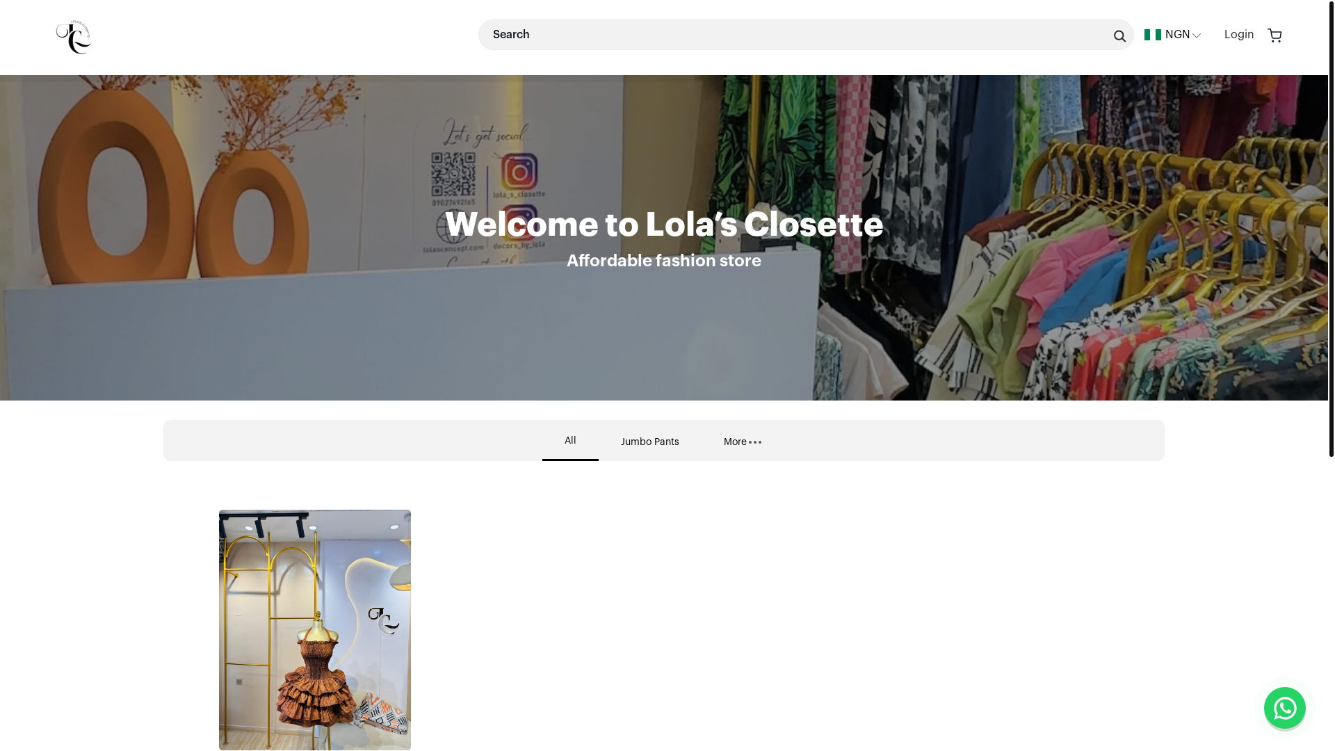 website screenshot of https://lolasclosette.ng/