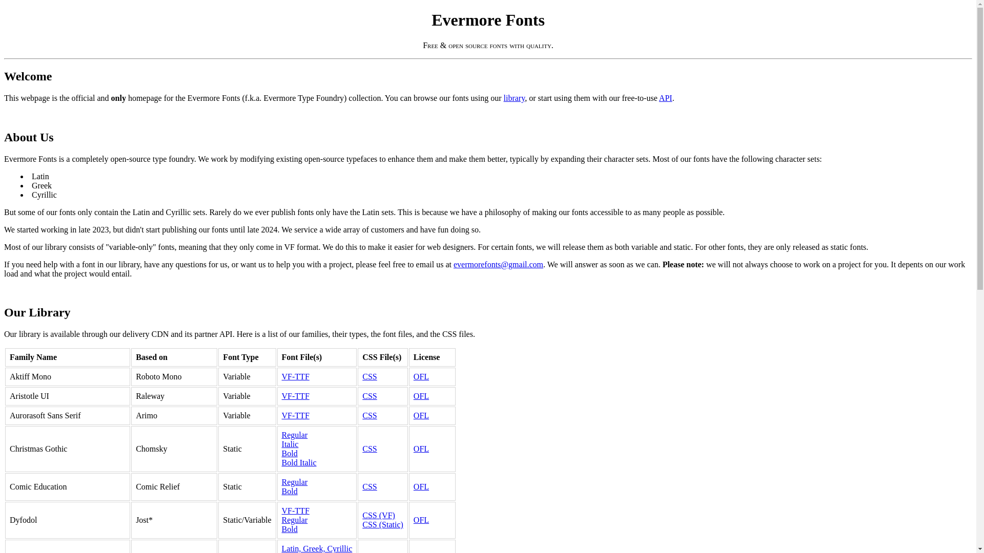 website screenshot of https://evermorefonts.pages.dev/