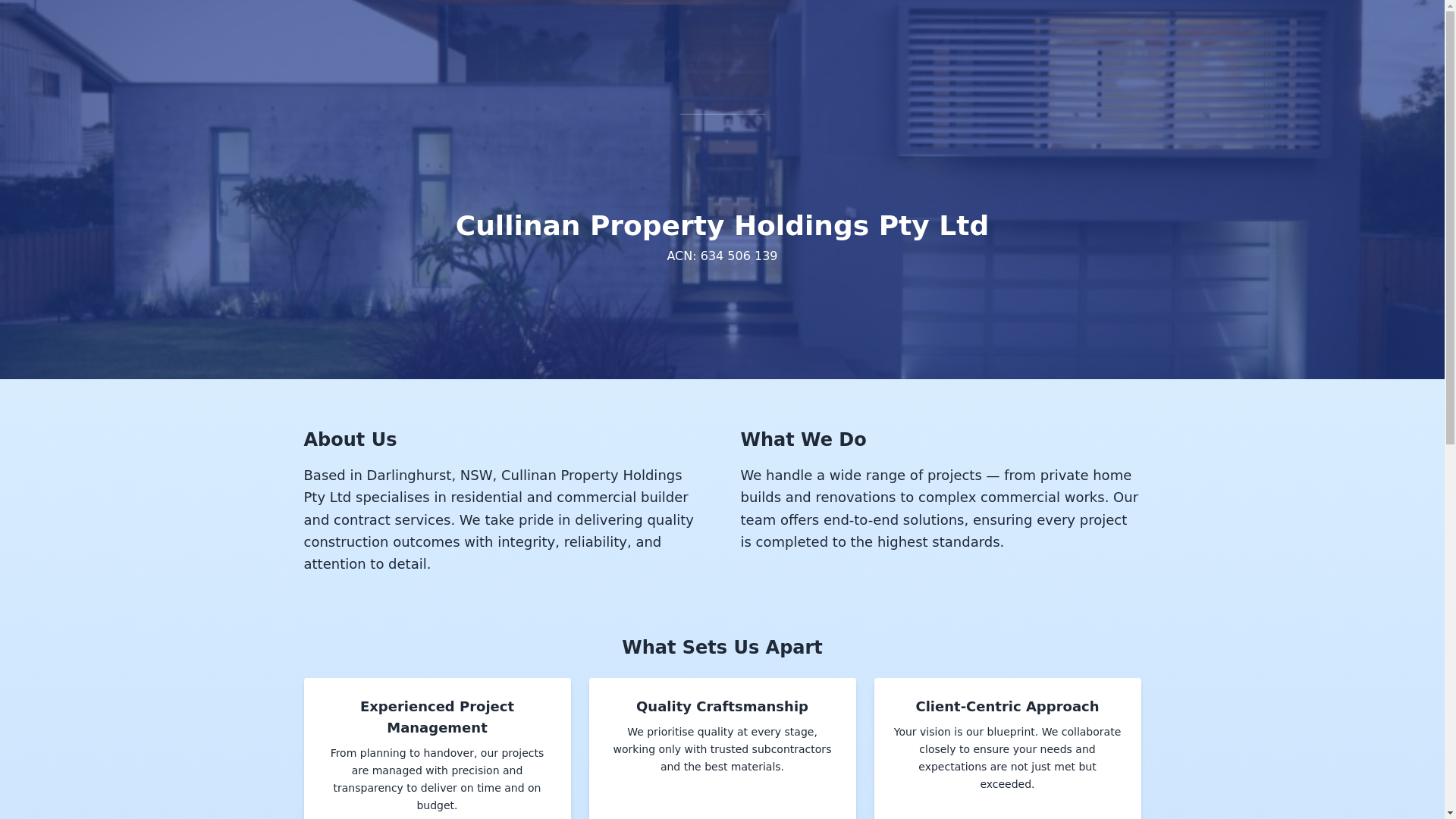 website screenshot of https://cullinanpropertyholdings.com/