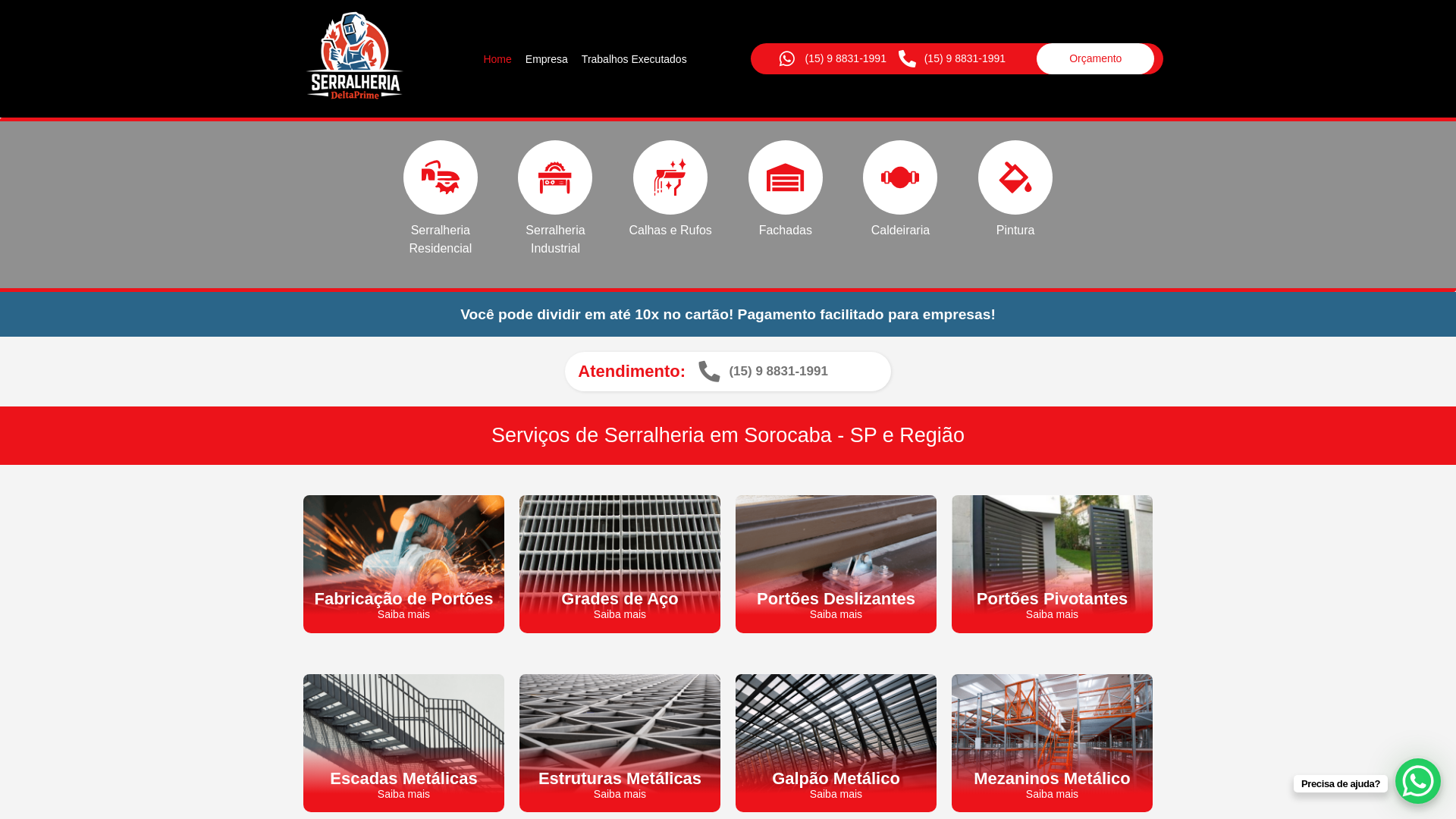 website screenshot of https://serralheriadeltaprime.com.br