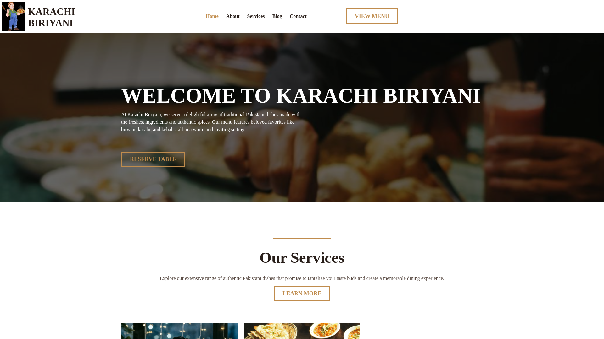 website screenshot of https://karachibiriyani.com/