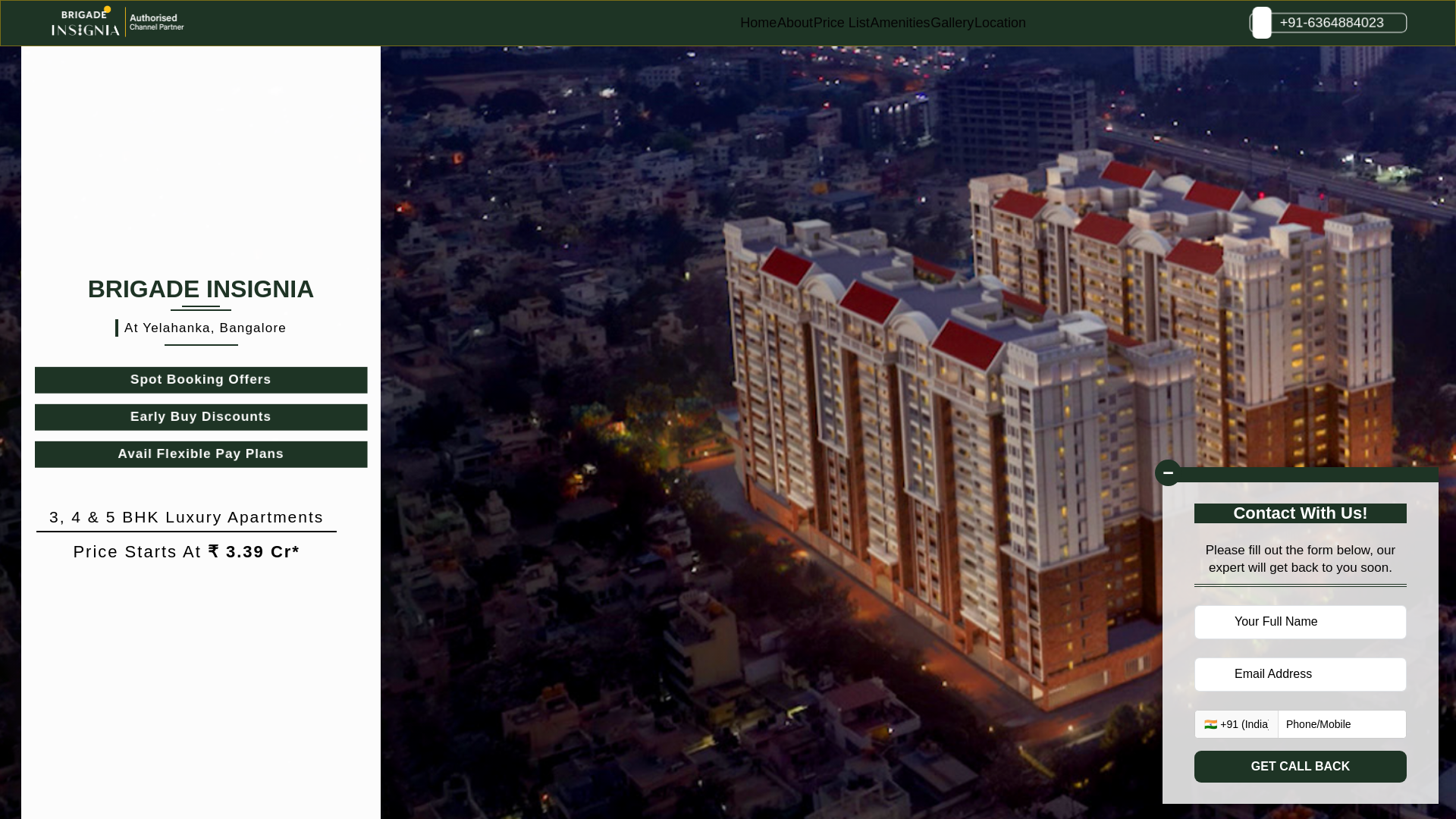 website screenshot of https://brigade-insigniayelahanka.net/